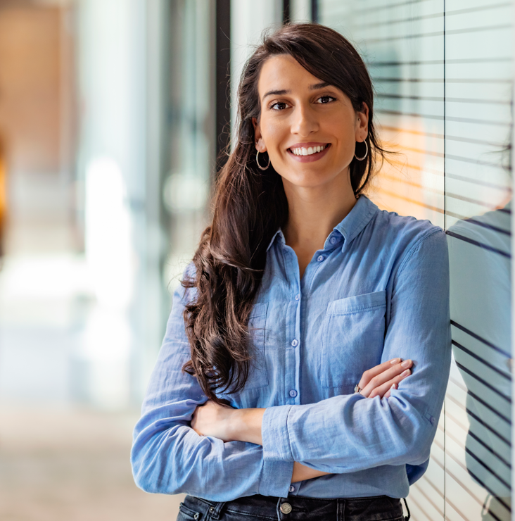 Square Version Photo of Women Standing in Recruiting Agency Office Smiling